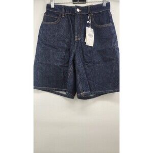 Mango MNG Women's Size 2 Blue Denim High Waist Rise Wash Denim Shorts NWT